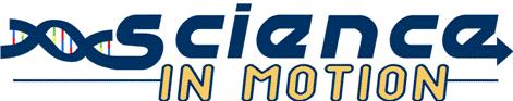 science in motion logo with dna chain coming out of the s